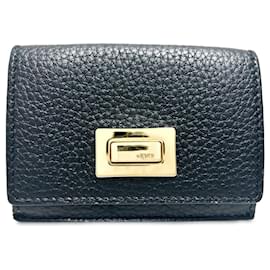 Fendi-Black Fendi Peekaboo Leather Small Wallet-Black