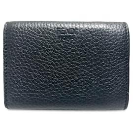 Fendi-Black Fendi Peekaboo Leather Small Wallet-Black