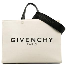 Givenchy-Brown Givenchy Canvas Medium G-Tote Shopping Bag Satchel-Brown