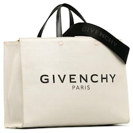 Givenchy-Brown Givenchy Canvas Medium G-Tote Shopping Bag Satchel-Brown