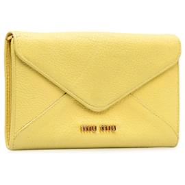 Miu Miu-Yellow Miu Miu Envelope Flap Long Wallet-Yellow
