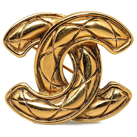 Chanel-Broche acolchoado Chanel CC dourado-Dourado