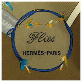 Hermès-Brown Hermès Flies Silk Scarf Scarves-Brown
