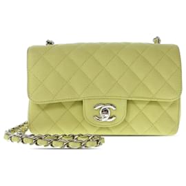 Chanel-Yellow Chanel Mini Classic Caviar Rectangular Single Flap Crossbody Bag-Yellow