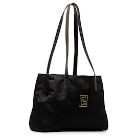 Fendi-Black Fendi FF Nylon Tote Bag-Black