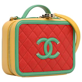 Chanel-Borsa a tracolla Vanity Case in filigrana di caviale CC media arancione Chanel-Arancione