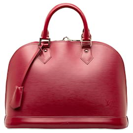 Louis Vuitton-Sac à main rouge Louis Vuitton Epi Alma PM-Rouge