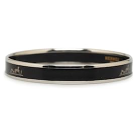 Hermès-Bracelet de costume en émail étroit Hermès Caleche noir-Noir
