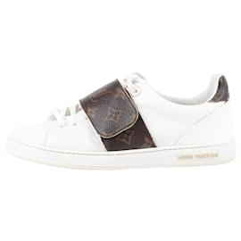Louis Vuitton-LOUIS VUITTON calf leather Monogram Frontrow Sneaker 39 White-White