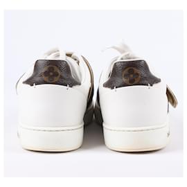 Louis Vuitton-LOUIS VUITTON Calfskin Monogram Frontrow Sneaker 39 White-White