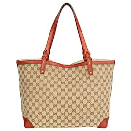 Gucci-Gucci GG Monogram Canvas Shopper Bag-Beige