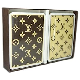 Louis Vuitton-Louis Vuitton - Estuche de dos juegos de cartas-Castaño,Amarillo