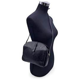 Autre Marque-Vintage Black Embossed Leather Shoulder Bag-Black