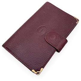 Cartier-Vintage Burgundy Leather Bifold Wallet Coin Purse-Dark red