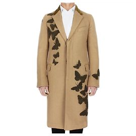 Alexander McQueen Bullion Embroidered Moth Coat Brown