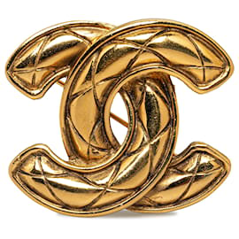 Chanel-Broche matelassée Chanel Gold CC-Doré