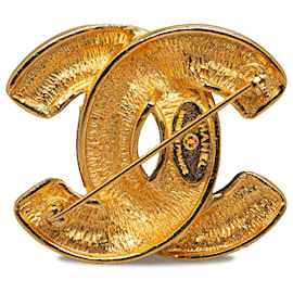 Chanel-Chanel Gold CC Quilted Brooch-Golden