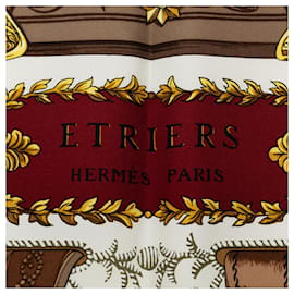 Hermès-Sciarpa di seta Hermes rossa Etriers-Rosso
