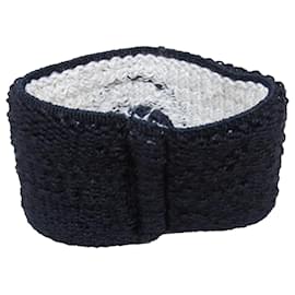 Chanel-Chanel Blue Elastic Knit Cotton Headband and Sweatbands Set-White,Blue,Navy blue