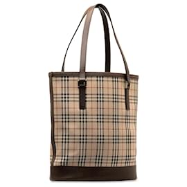 Burberry-Burberry Brown House Check Tote Bag-Brown,Beige