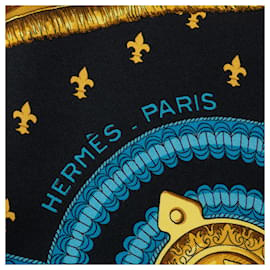 Hermès-Hermès Black Selles A Housse Silk Scarf-Other