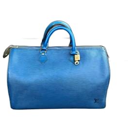 Louis Vuitton-Vintage Blue Epi Louis Vuitton Speedy 35-Blue