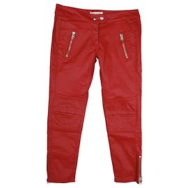 Jeans biker cerati Isabel Marant x H&M in cotone rosso Rosso