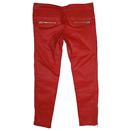 Isabel Marant-Jean motard ciré Isabel Marant x H&M en coton rouge-Rouge