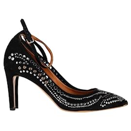 Isabel Marant-Zapatos de tacón con tira al tobillo y tachuelas de Isabel Marant en ante negro-Negro