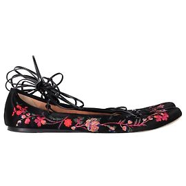 Ballerines brodées Etro en satin noir Noir