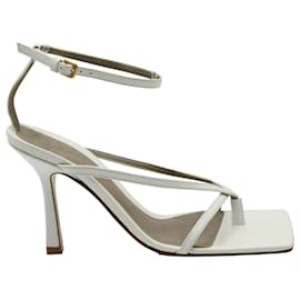 Bottega Veneta-Bottega Veneta Stretch Ankle Strap Sandals in White Leather-White