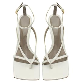 Bottega Veneta-Bottega Veneta Stretch-Sandalen mit Knöchelriemen aus weißem Leder-Weiß