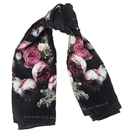 Givenchy-Givenchy Floral Scarf in Black Silk-Black