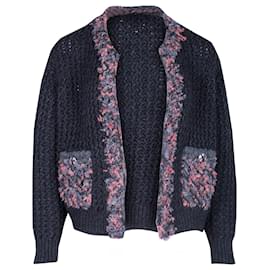 Chanel-Chanel Knitted Open-Front Cardigan on Grey Cashmere-Grey