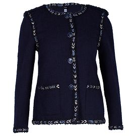 Giacca da sera con bottoni Chanel in lana blu navy Blu Blu navy