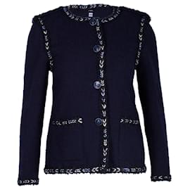 Chanel-Veste de soirée boutonnée Chanel en laine bleu marine-Bleu,Bleu Marine