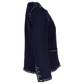 Chanel-Jaqueta de noite Chanel com botões em lã azul marinho-Azul,Azul marinho