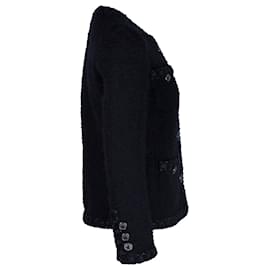 Chanel-Veste de soirée Chanel à bordures en laine noire-Noir