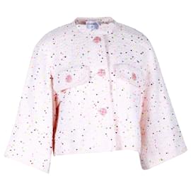 Chanel-Giacca Chanel con bottoni e maniche a un quarto in tweed rosa chiaro-Altro