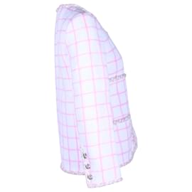 Chanel-Chanel Checkered Evening Jacket in Pink and White Cotton-White
