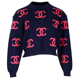 Pull Logo Chanel en Laine Bleu Marine Bleu Bleu Marine