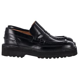 Dries Van Noten Penny Loafers in Black Leather Black