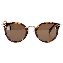 Céline-Celine Lea Tortoise-Shell Round Sunglasses in Brown Plastic-Brown