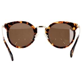Céline-Celine Lea Tortoise-Shell Round Sunglasses in Brown Plastic-Brown