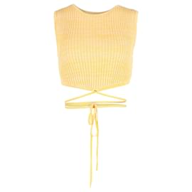 Autre Marque-Christopher Esber Wrap-Tie Knit Crop Top in Yellow Viscose-Yellow