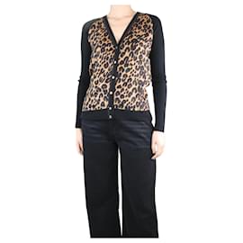 Louis Vuitton-Cardigan imprimé léopard - taille M-Noir,Autre