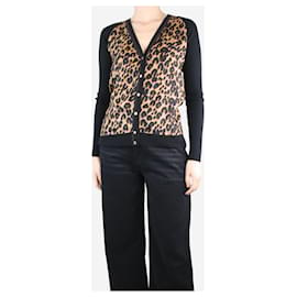 Louis Vuitton-Cárdigan estampado leopardo - talla M-Negro,Otro