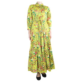 Autre Marque-Gelbes Kleid mit Blumenmuster und Gürtel - Größe UK 10-Mehrfarben