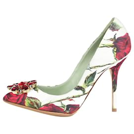 Dolce & Gabbana-Zapatos de salón con adornos de cristales blancos y rojos - talla UE 37 (Reino Unido 4)-Blanco
