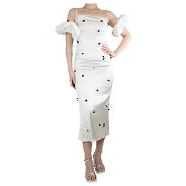 Jacquemus Cremefarbenes Midikleid mit Puffärmeln – Größe UK 8 Roh